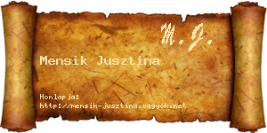 Mensik Jusztina névjegykártya